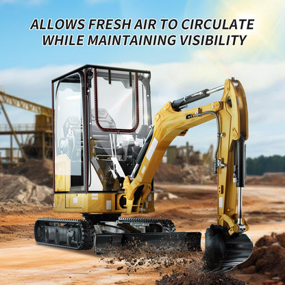 Upgraded Mini Excavator Cover, Waterproof Small Excavator Cover, Clear Enclosure Cover with 600D Oxford-Fabric & PVC Compatible with Bobcat E20/Kubota U17 for 1760-3530 lbs