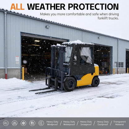 Forklift Cover,Cab Rain Cover,600D Heavy Duty Waterproof Fabric+EVA Transparent,More Tear Resistant,Forklift Fits All Forklifts Up to 6000Lb, All Weather Protection