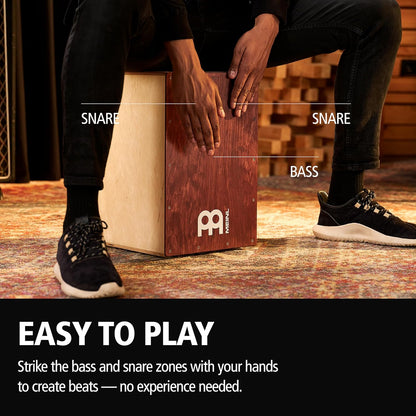 Snare Cajon Box Drum with Bag Bundle For Acoustic Music — MADE IN EUROPE — Baltic Birch Wood, Play with Your Hands, Full Size, 2-YEAR WARRANTY