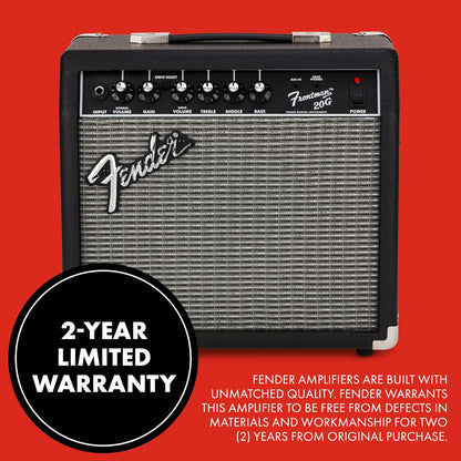 Fender Frontman 20G Guitar Amp, 20 Watts, with 2-Year Warranty 6 Inch Fender Special Design Speaker, 10x16x16 inches Black