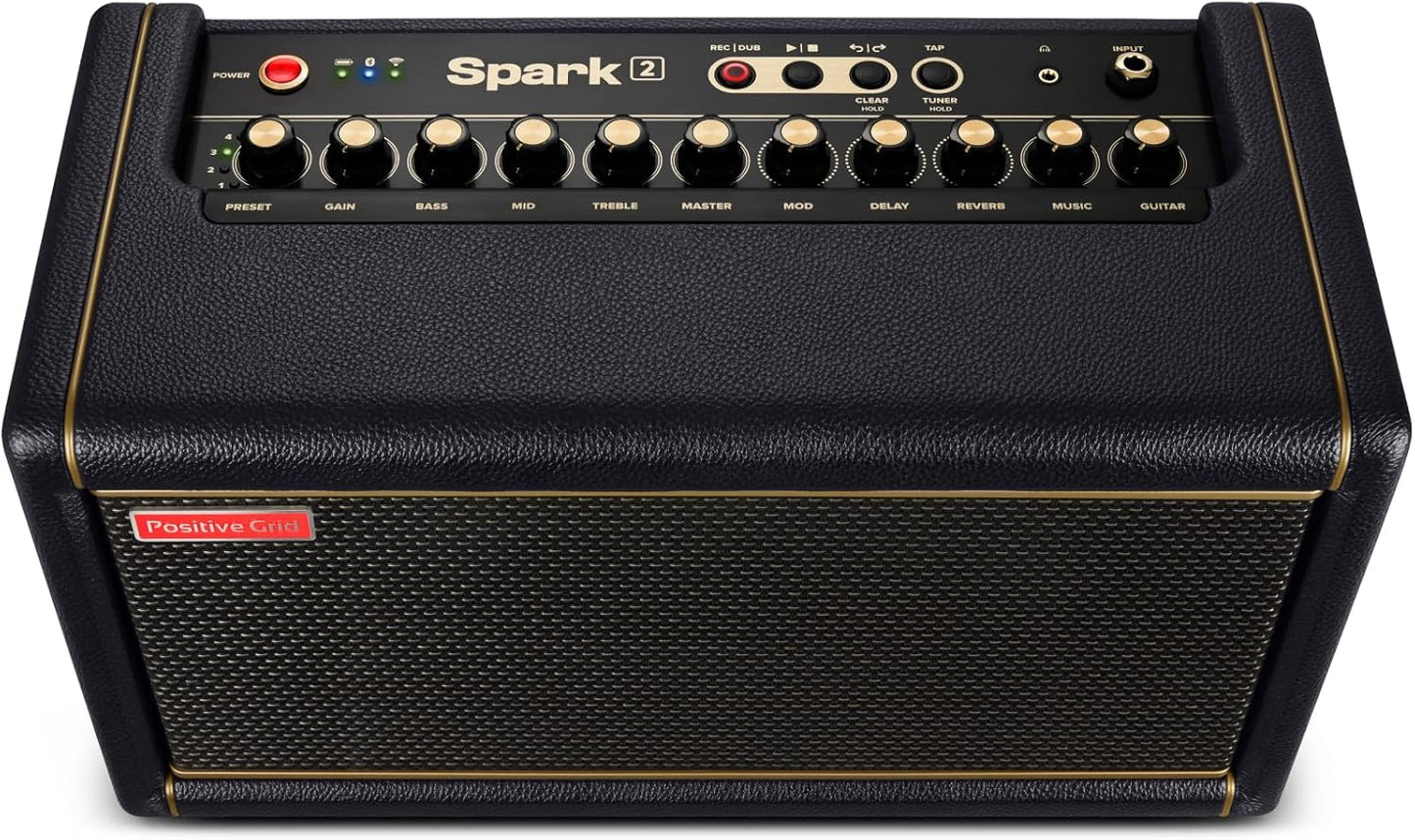 Positive Grid Spark 2 50W Smart Guitar Practice Amp & Bluetooth Speaker with Built-in Looper, AI Features & Smart App for Electric, Acoustic, & Bass Guitar