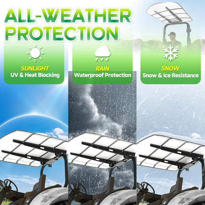 White ROPS Tractor Canopy Top 51-7/8" x 51-5/8", Weather Protection Canopy Umbrella for Tractors & Lawn Mowers, Blocks UV, Rain & Snow, Adds Around 4'' to Tractor Height