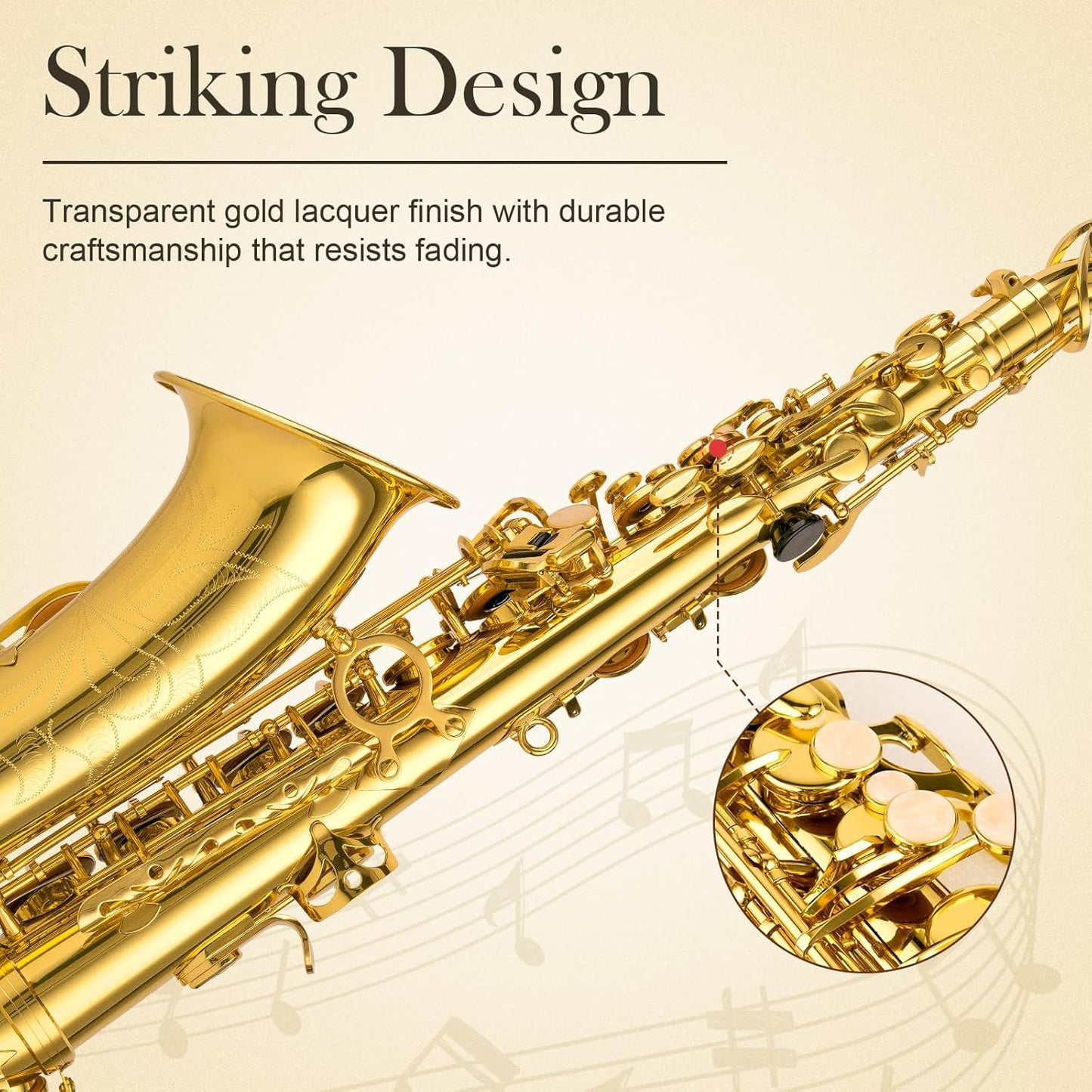 SONICAKE Alto Saxophone E Flat - Beginner Friendly Gold Saxophone Full Kit for Students with Carry Case, Mouthpiece, Reeds & Accessories QSX-01