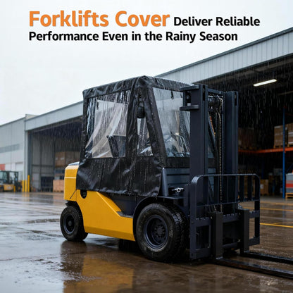 Forklift Cover,Cab Rain Cover,600D Heavy Duty Waterproof Fabric+EVA Transparent,More Tear Resistant,Forklift Fits All Forklifts Up to 6000Lb, All Weather Protection