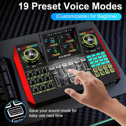 Podcast Microphone Bundle with Live Sound Board Audio Mixer, Podcast Equipment Bundle with 3.5mm Condenser Microphone(P15) for Pc/Phone Live Streaming Singing Gaming, Voice Changer, Denoise