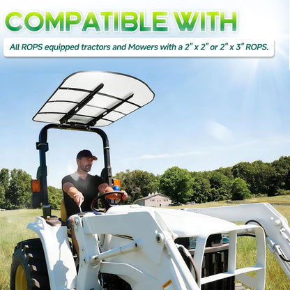 White ROPS Tractor Canopy Top 51-7/8" x 51-5/8", Weather Protection Canopy Umbrella for Tractors & Lawn Mowers, Blocks UV, Rain & Snow, Adds Around 4'' to Tractor Height