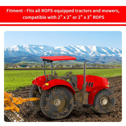 Tractor and Mowers Canopy for ROPS 53-3/8" X 53-3/8"- High-Density Thermoplastic Mowers Umbrella (Will Add About 4'' to The Height of The Tractor)-Red