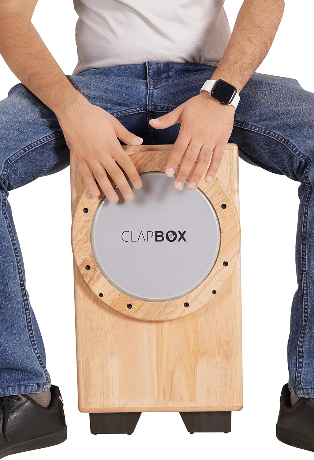 Clapbox Cajon Drum Birch Wood (Full Size) - NOT MADE IN CHINA - 3-in-1 - Cajon + Bongo + Darbuka | Most Popular Percussion Brand Online (Natural, Cajembe)