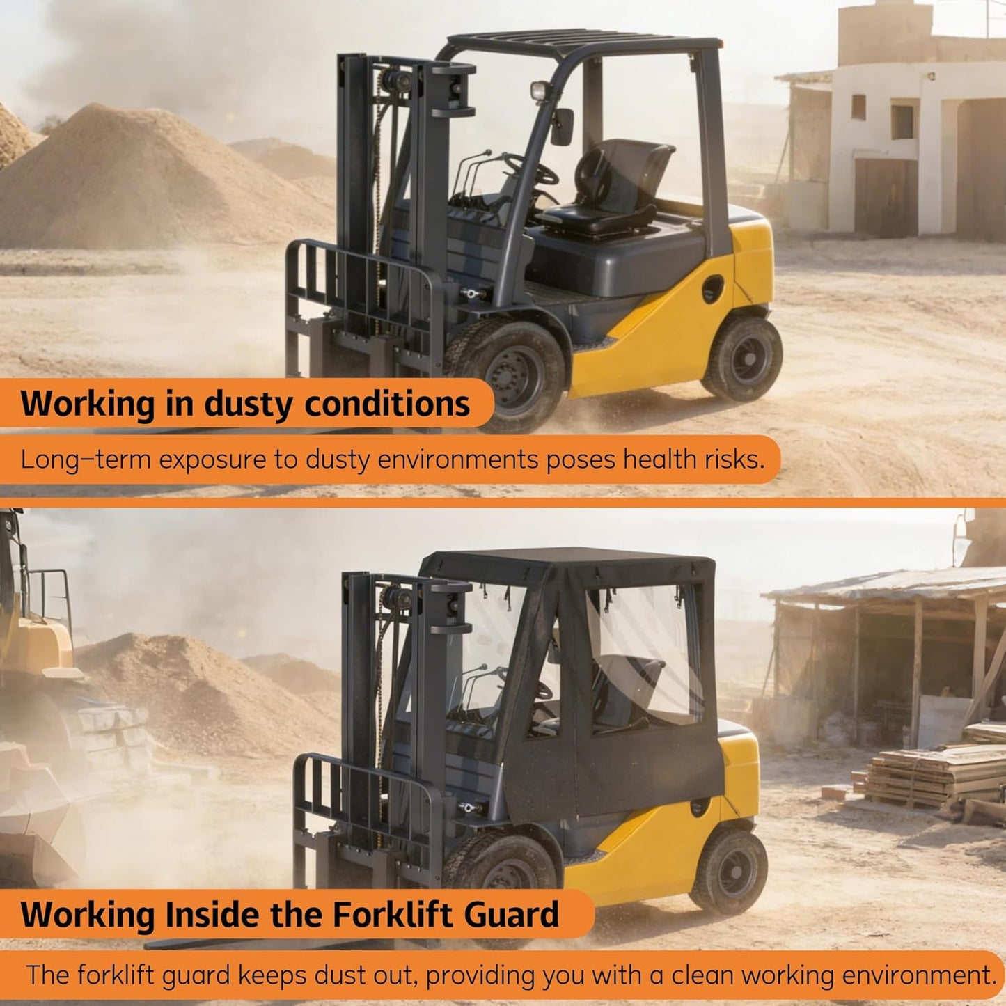 Forklift Cover,Cab Rain Cover,600D Heavy Duty Waterproof Fabric+EVA Transparent,More Tear Resistant,Forklift Fits All Forklifts Up to 6000Lb, All Weather Protection