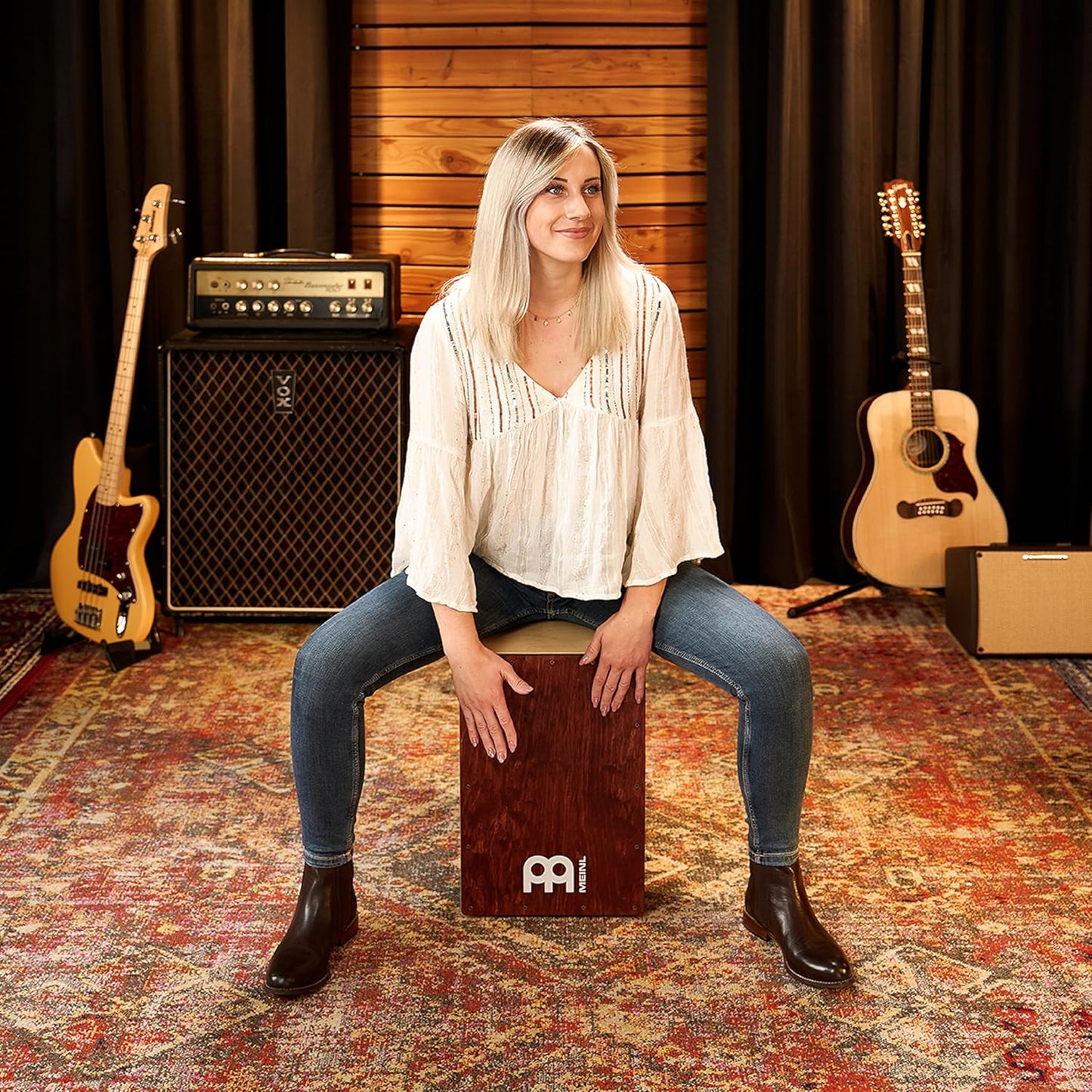 Snare Cajon Box Drum with Bag Bundle For Acoustic Music — MADE IN EUROPE — Baltic Birch Wood, Play with Your Hands, Full Size, 2-YEAR WARRANTY