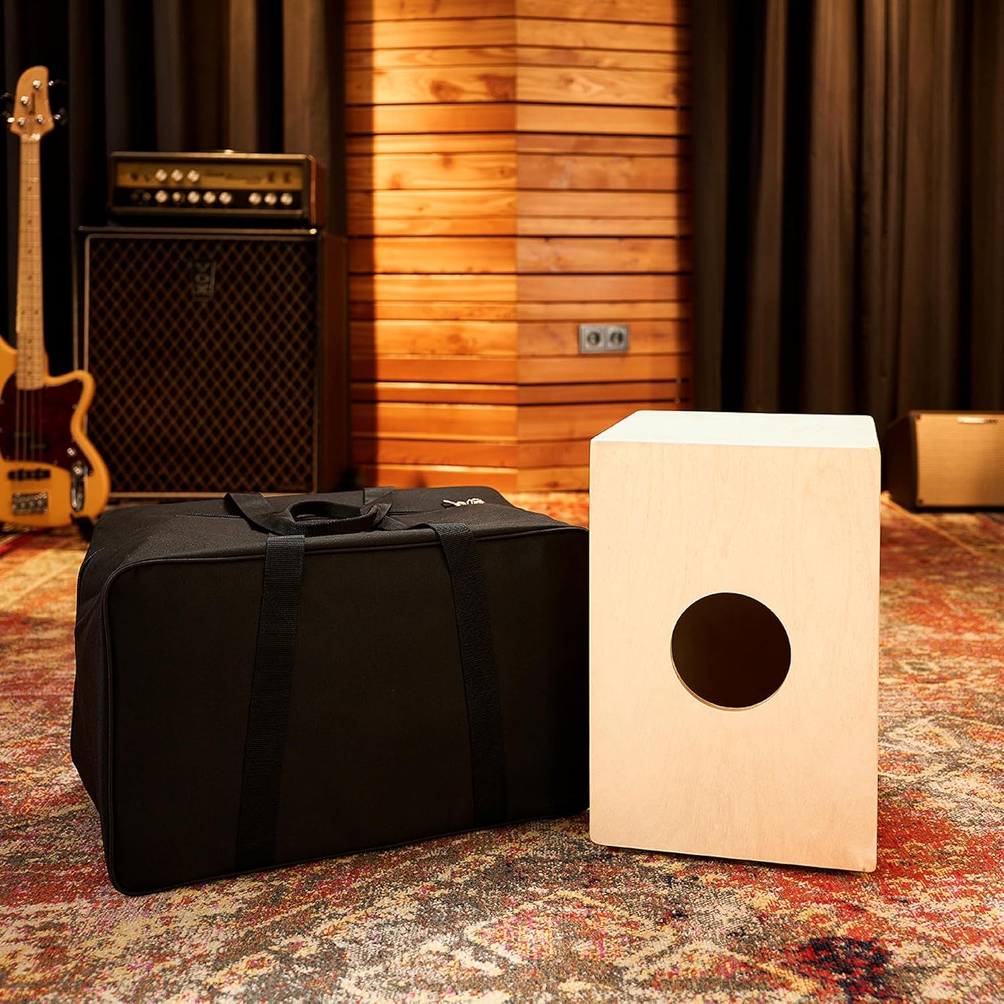 Snare Cajon Box Drum with Bag Bundle For Acoustic Music — MADE IN EUROPE — Baltic Birch Wood, Play with Your Hands, Full Size, 2-YEAR WARRANTY