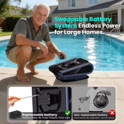 (2026 New) Seauto Crab Pro Cordless Robotic Cleaner, for Inground Pools up to 2000 Sq.ft, All and Waterline Cleaning Vacuum