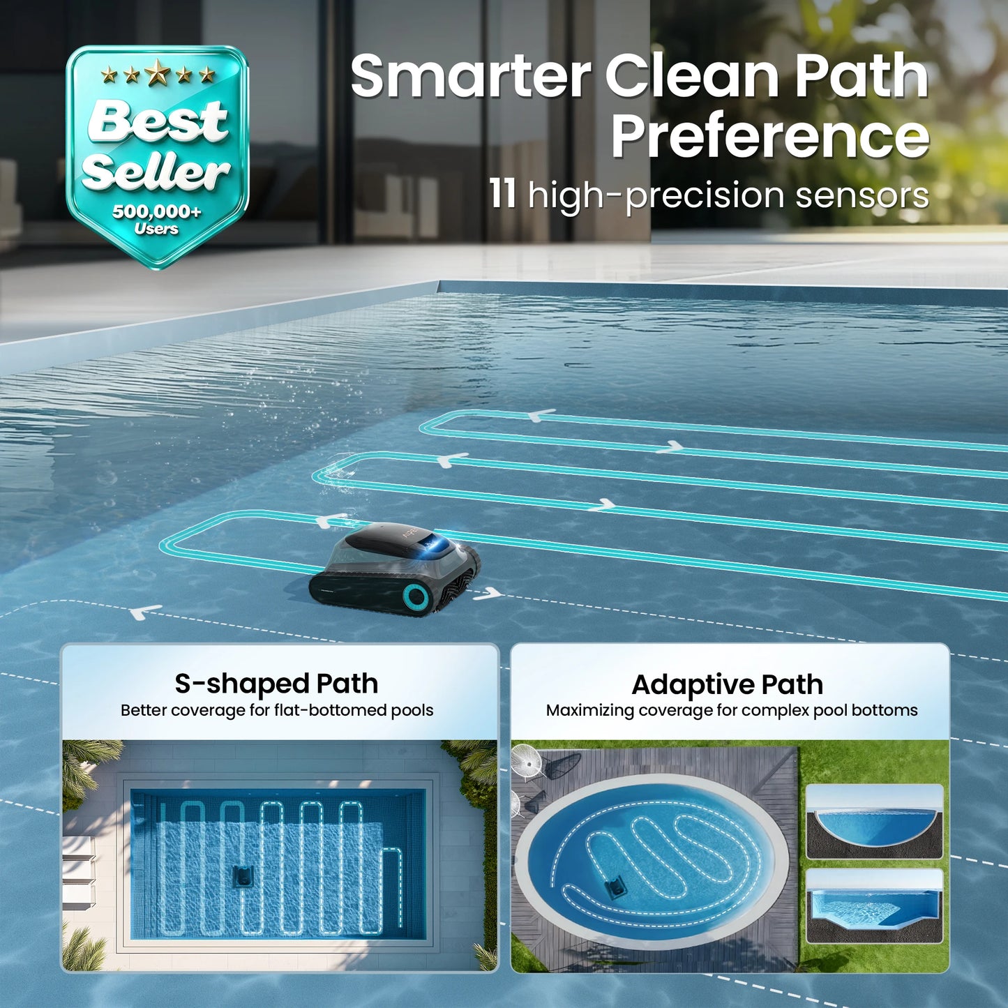 (2026 Upgrade) Aiper Scuba S1 Robotic Pool Cleaner, Weekly Custom Cleaning Plan, 270 Min Runtime, Over-the-Waterline Scrubbing, Smarter Navigation with 11 High-Precision Sensors, App Support,Refurbished