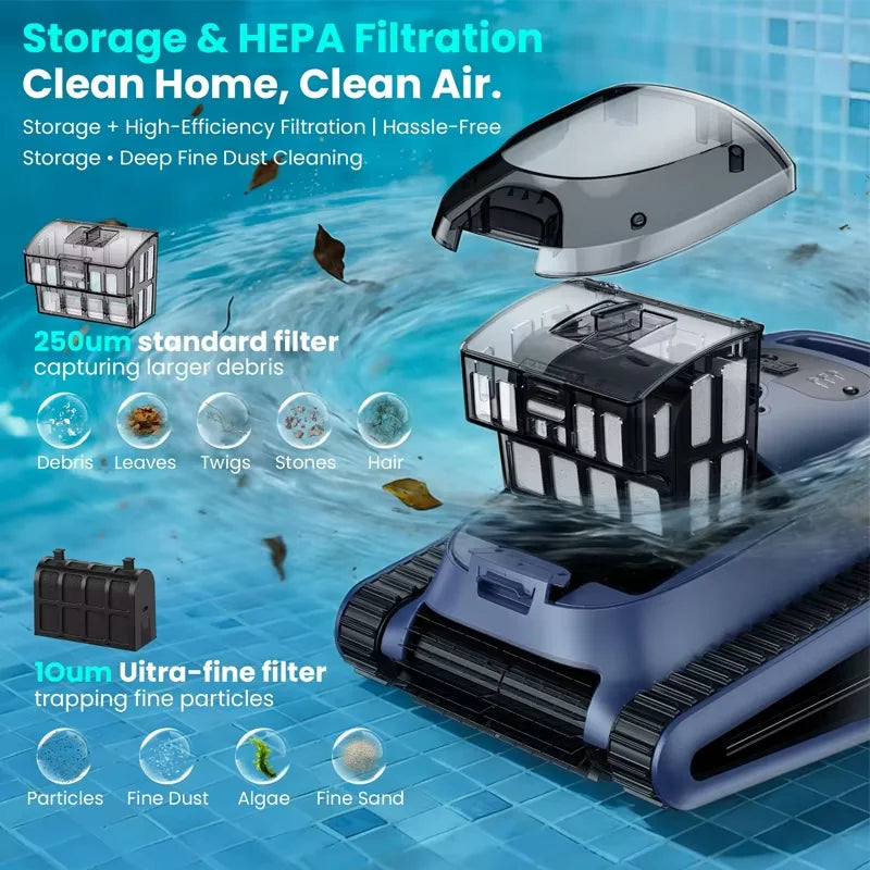 (2026 New) Seauto Crab Pro Cordless Robotic Cleaner, for Inground Pools up to 2000 Sq.ft, All and Waterline Cleaning Vacuum