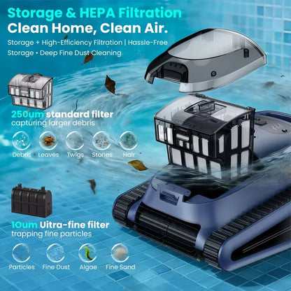 (2026 New) Seauto Crab Pro Cordless Robotic Cleaner, for Inground Pools up to 2000 Sq.ft, All and Waterline Cleaning Vacuum