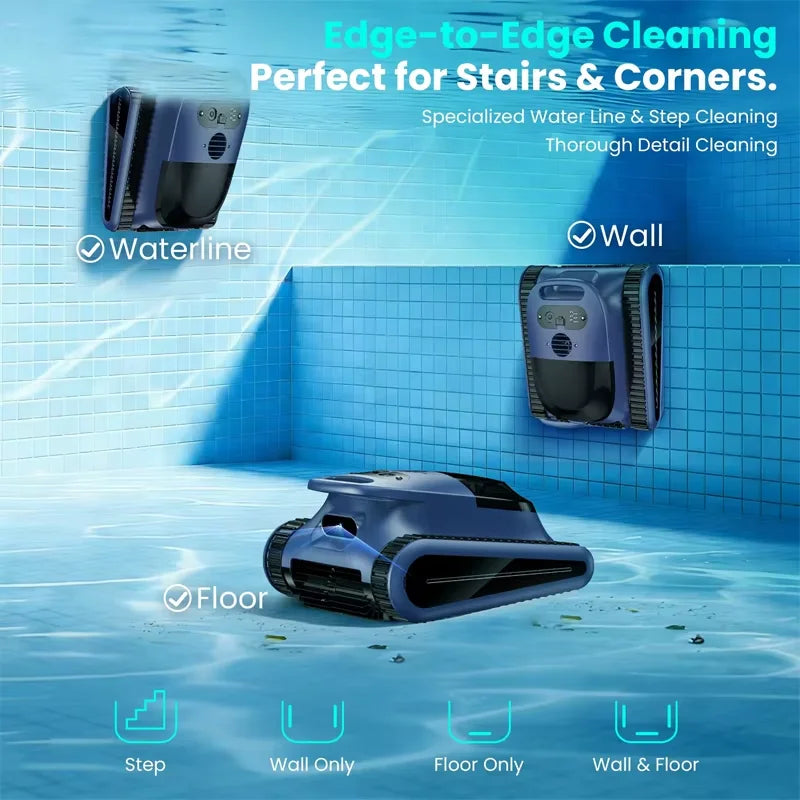 (2026 New) Seauto Crab Pro Cordless Robotic Cleaner, for Inground Pools up to 2000 Sq.ft, All and Waterline Cleaning Vacuum