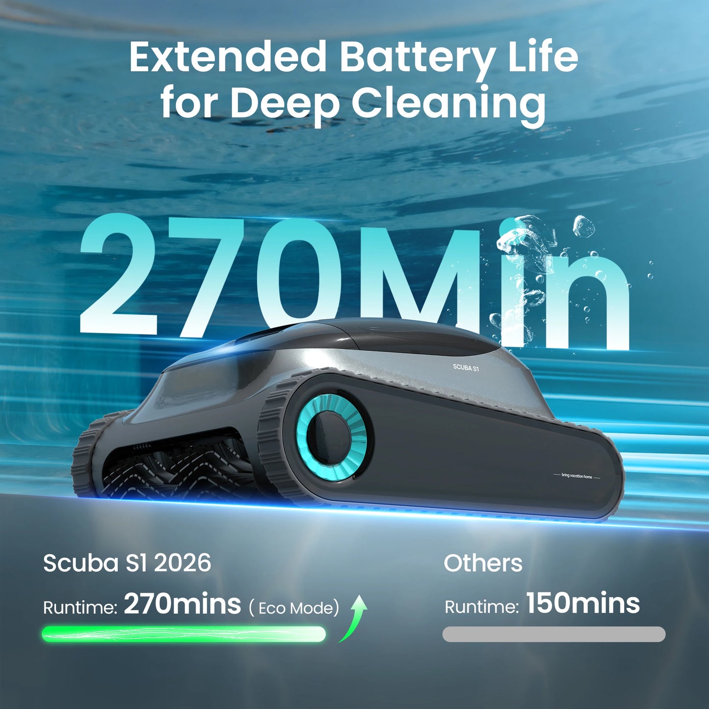 (2026 Upgrade) Aiper Scuba S1 Robotic Pool Cleaner, Weekly Custom Cleaning Plan, 270 Min Runtime, Over-the-Waterline Scrubbing, Smarter Navigation with 11 High-Precision Sensors, App Support,Refurbished