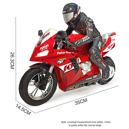 Simulation Remote Control Motorcycle Self-stabilizing Balance System Stunt Driving In Situ Rotation Cool Light Children's RC Car Red