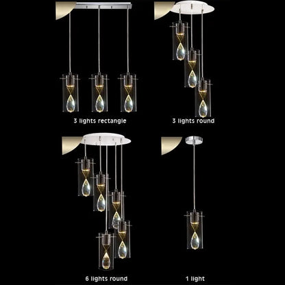 Modern Crystal Led Pendant Light Fixtures Luxury Suspension Glass Design Hanging Lamp Dining Room Kitchen Home Decor Lighting