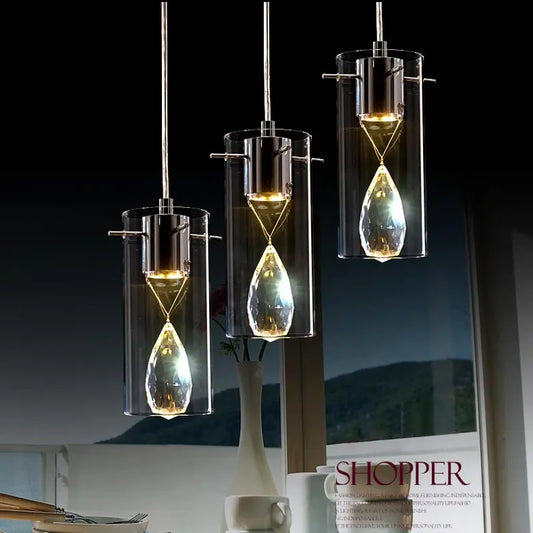 Modern Crystal Led Pendant Light Fixtures Luxury Suspension Glass Design Hanging Lamp Dining Room Kitchen Home Decor Lighting