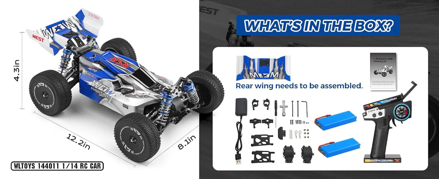 WLtoys144011 1/14 4WD RC Cars for Adults , Max 43 Mph Off-road Fast RC Car,Upgraded version(144001V2) ,Suitable for Outdoors