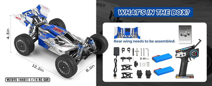 WLtoys144011 1/14 4WD RC Cars for Adults , Max 43 Mph Off-road Fast RC Car,Upgraded version(144001V2) ,Suitable for Outdoors