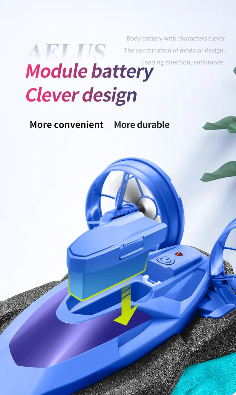 RC speedboat 2 in 1 Remote Control High Speed rc Boat 2.4G Amphibious Hovercraft RC Drift Car Kids Toys Christmas Gifts