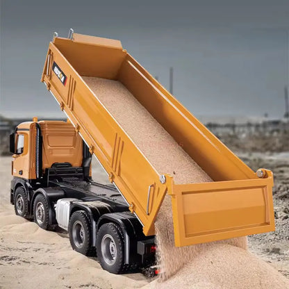 HUINA 1536 RC Dump Truck 1:14 12CH Alloy Remote Control Engineering Eight Wheel Heavy-Duty Dump Truck Model Boys Xmas Gifts