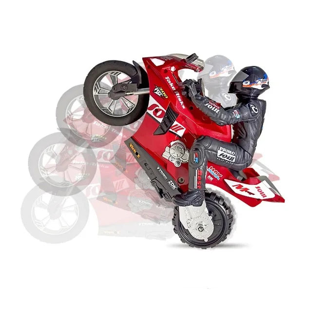 Simulation Remote Control Motorcycle Self-stabilizing Balance System Stunt Driving In Situ Rotation Cool Light Children's RC Car Red
