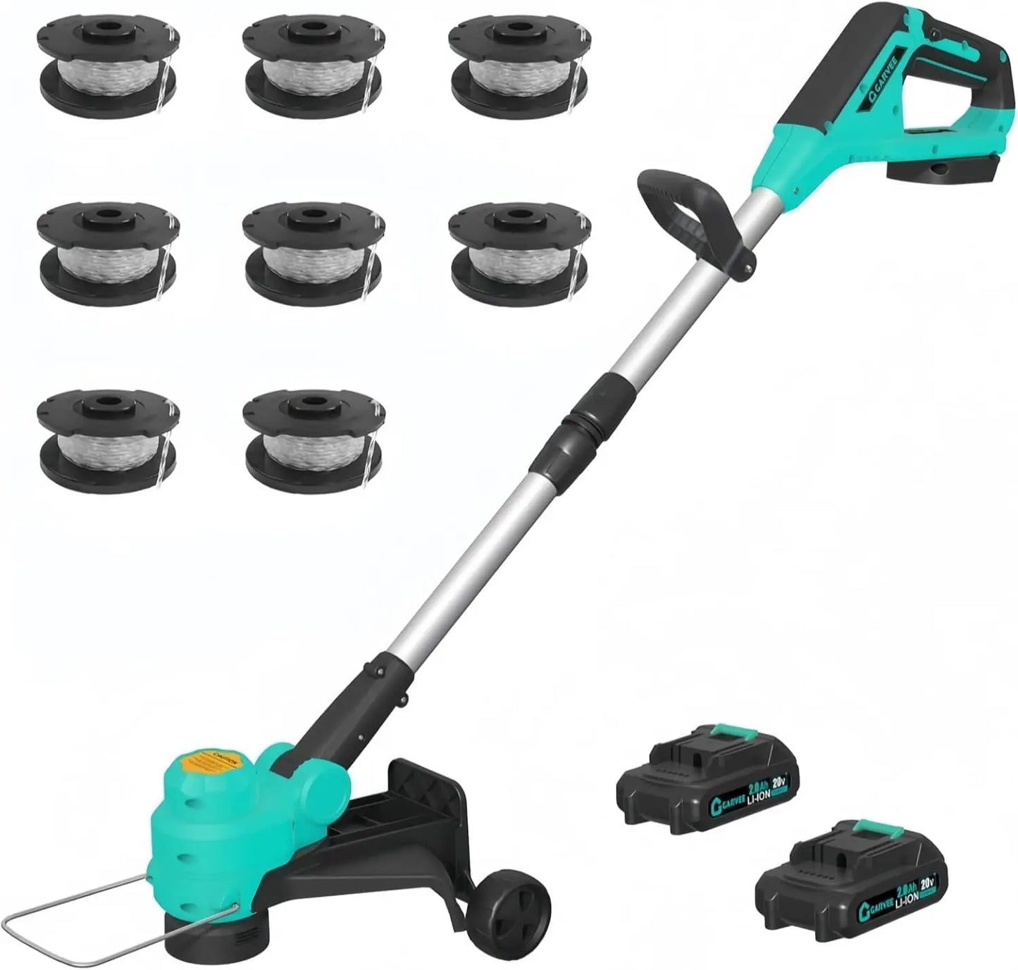 Cordless String Trimmer - Weed Wacker Battery Powered Electric Weed Trimmer with 2x2.0Ah Batteries, 12" Grass Cutter Auto Line Feed, Lawn wacker with 8 Pcs Spools, Lightweight Edger Lawn Tool