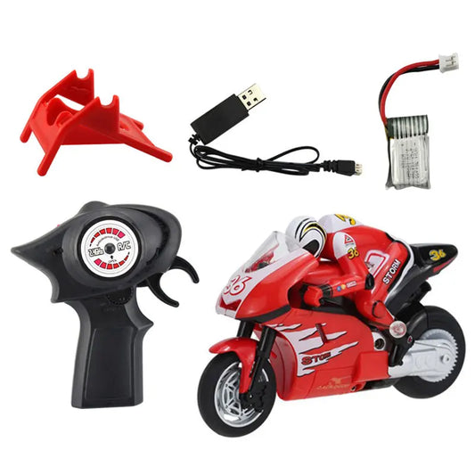 RC Motorcycle Electronic Remote Control Racing Car High Speed Electric Off-Road Car Rechargeable 2.4Ghz Stunt Motorbike For Boys Red