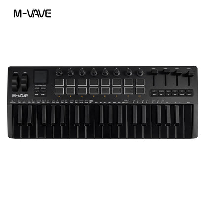 M-VAVE SMK-37 Keyboard Black MIDI Controller 37 Key 16 RGB Pads&8 Knobs Supports Wireless Connection Systems Software Operation