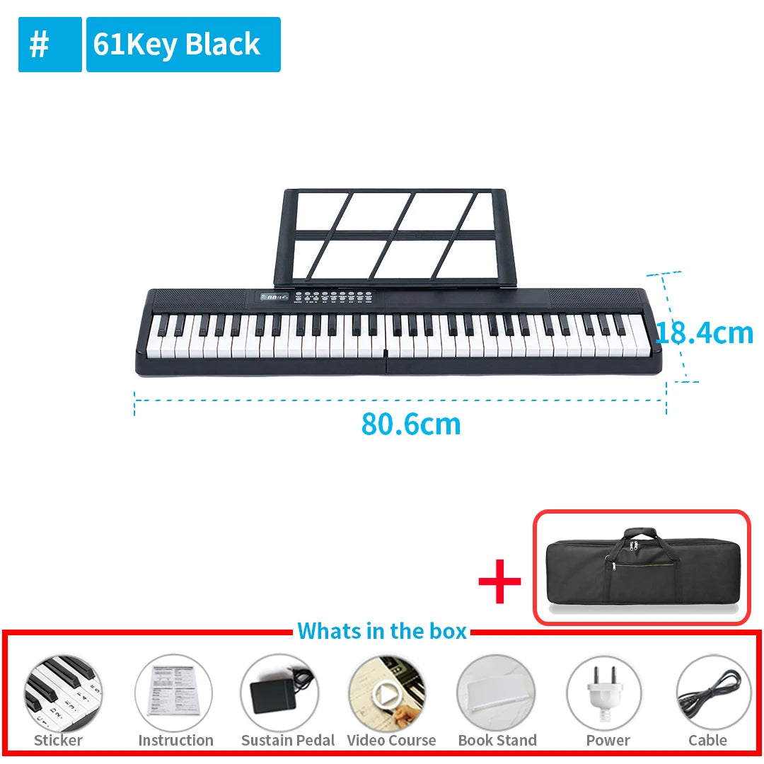 New Musical Keyboard Folding Piano 88 keys Professional Synthesizer Instrument Midi Digital Foldable Electronic Organ for Adult 61Key Black