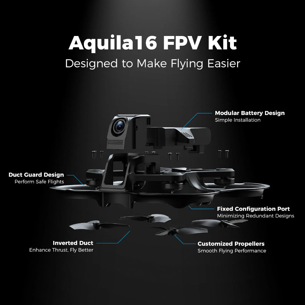 BETAFPV Aquila16 FPV Kit ELRS 2.4G Brushless Racing Drone VR03 Goggles 1102 18000KV 25-350mW VTX Indoor Outdoor Mini Quadcopter Aquila16 FPV Kit