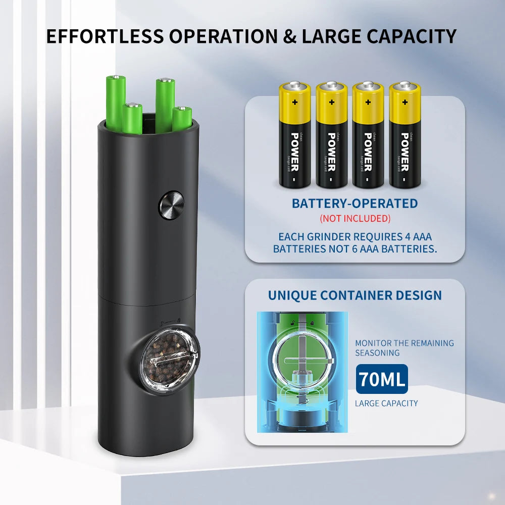 Electric Automatic Mill Pepper And Salt Grinder With LED Light Adjustable Coarseness Partner Manufacturers