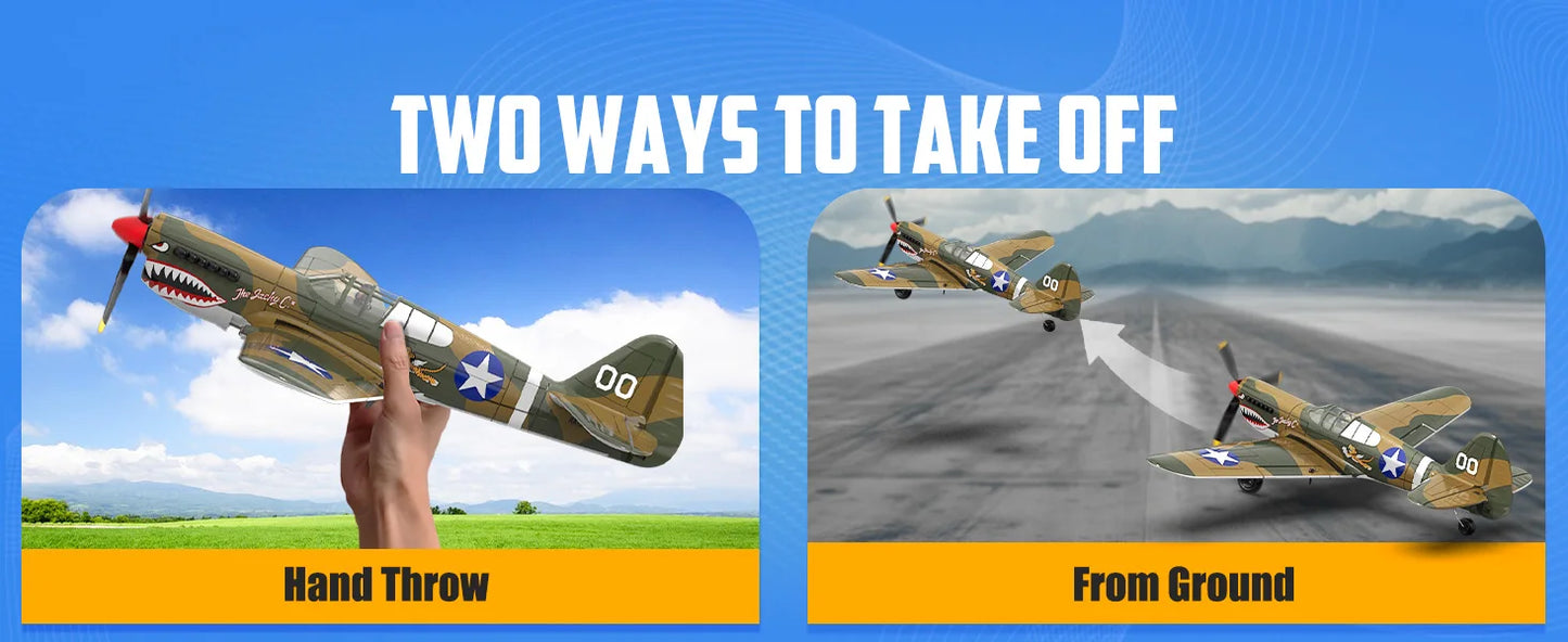 Volantex RC Airplane P40 Fighter Warhawk 2.4GHz 4CH EPP 6-Axis Gyro 400mm Wingspan One Key U-Turn Aerobatic 761-13 RTF