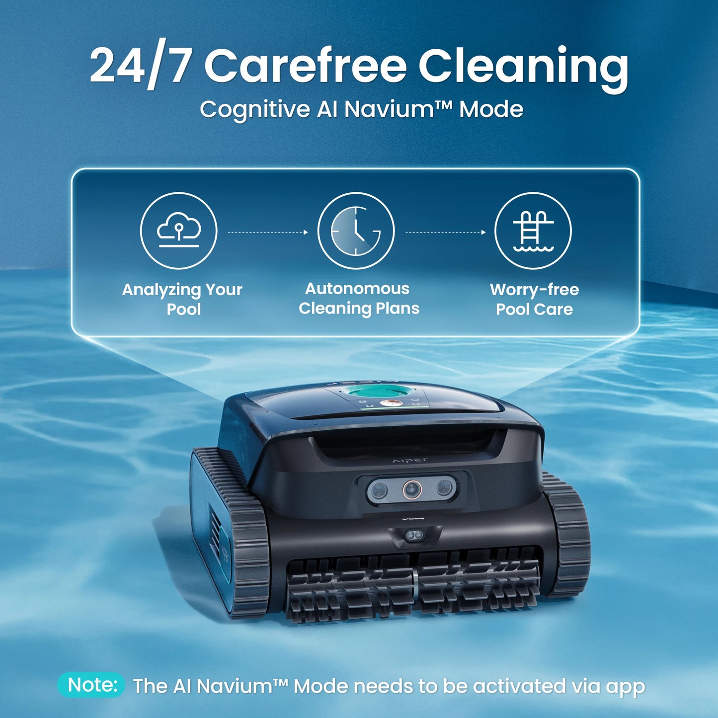 Refurbished AIPER Scuba V3 AI Vision Cordless Robotic Pool Cleaner, Include Wireless Charging Dock, Smart Waterline Parking & Featherlight Design, Micromesh Multi-Layer Filtration