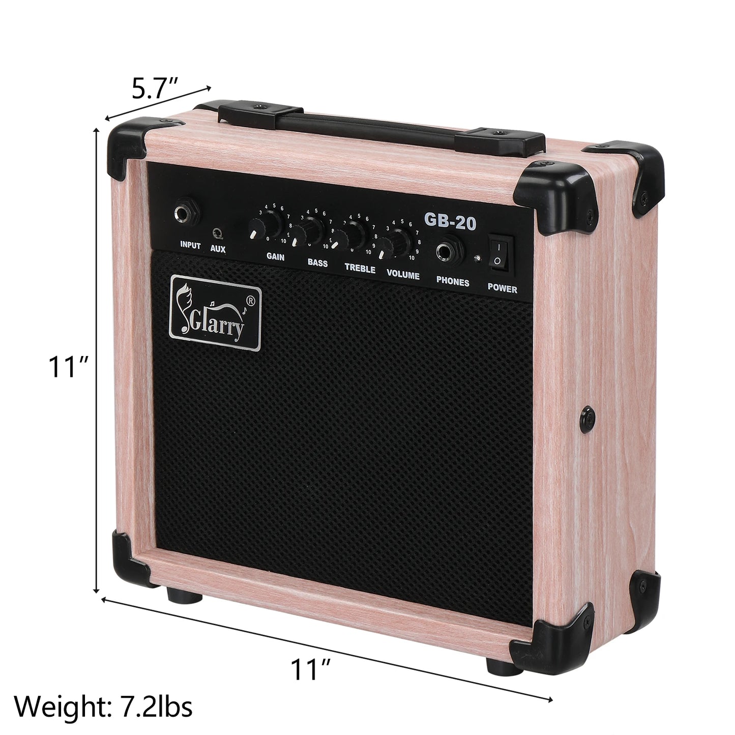 20W GB-20 Electric Bass Guitar Amplifier Natural Color