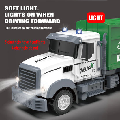 Remote control sanitation vehicle charging children's dump truck toy, RC remote control truck toy with light/sound effects 6 channel Clearing