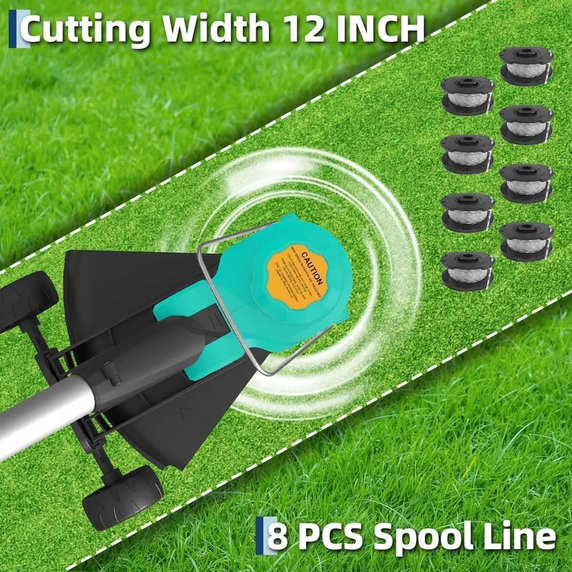 Cordless String Trimmer - Weed Wacker Battery Powered Electric Weed Trimmer with 2x2.0Ah Batteries, 12" Grass Cutter Auto Line Feed, Lawn wacker with 8 Pcs Spools, Lightweight Edger Lawn Tool