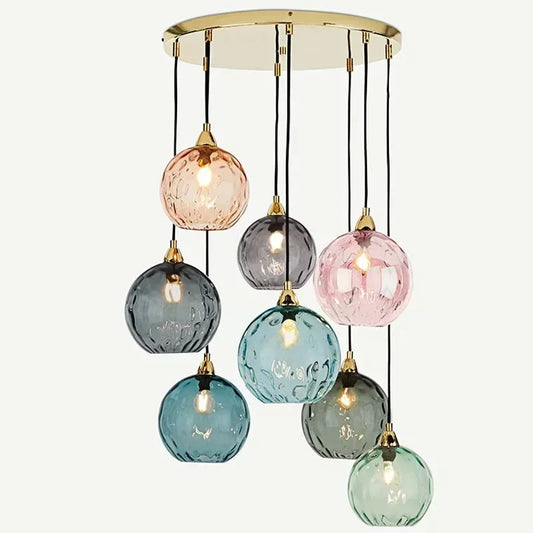 Modern Glass Chandelier Nordic Lustre Led Pendant Light for Living Room Restaurant Classical Colorful Glass Hanging Lamp Fixture