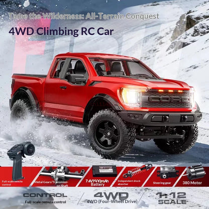 New F-150 Rc Car 1:12 Scale 4wd Off-Road Pickup Truck Full Metal Gearbox Realistic Open Doors Cruise Control Rc Vehicle