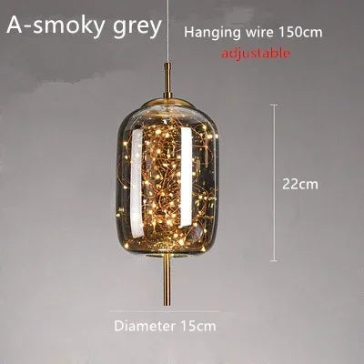 Nordic Luxury All Day Star LED Pendant Lamp Restaurant Kitchen Bedroom Living Room Coffee Shop Glass Chandelier Home Light Decor