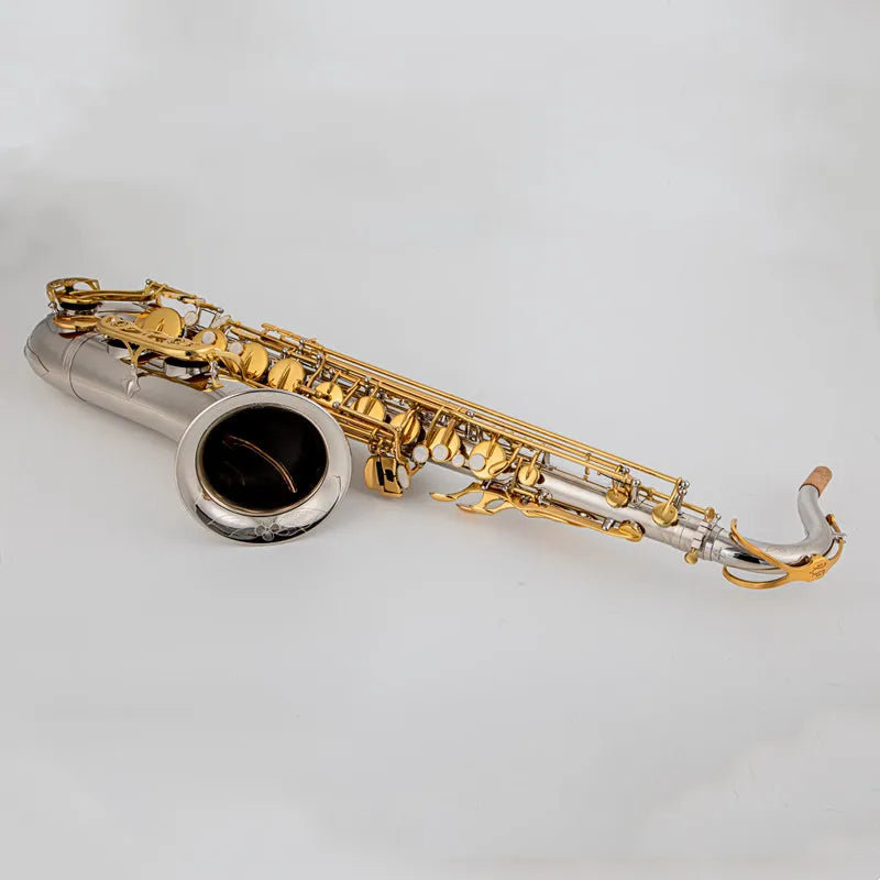 Japan Bb Tenor Saxophone Brass Silver Nickel Body Gold Key B Flat Sax Instrument with Case New