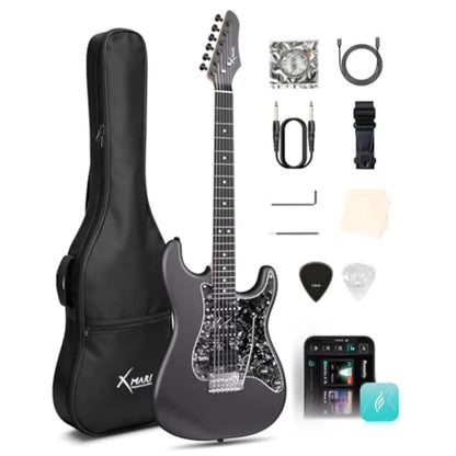 Smart Electric Guitar with Carbon Fiber Body Custom Ceramic Pickups 4 DSP Presets USB-C OTG Recording Headphone Output Black In