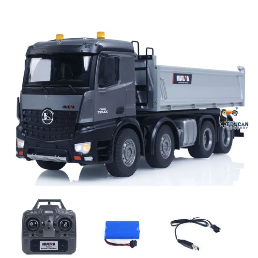 US Stock HUINA 1/14 Radio Dump Truck 12CH RC Contolled Tipper Finished Model Toy Gift RTR Light Sound Effects USB Charging Cable