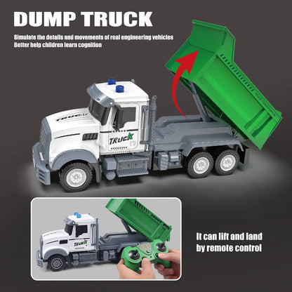 Remote control sanitation vehicle charging children's dump truck toy, RC remote control truck toy with light/sound effects 6 channel Clearing