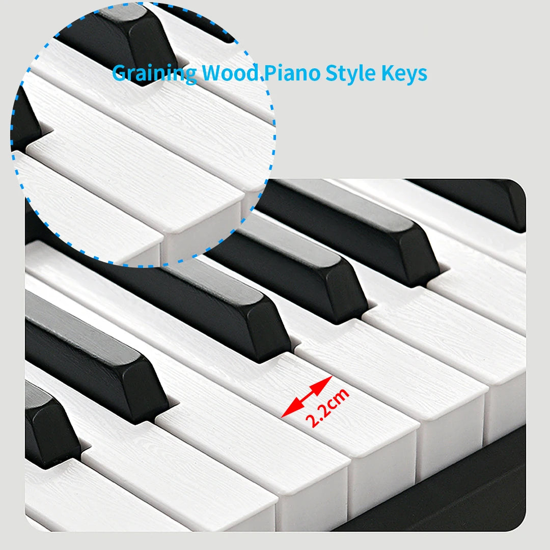 New Musical Keyboard Folding Piano 88 keys Professional Synthesizer Instrument Midi Digital Foldable Electronic Organ for Adult 61Key Black