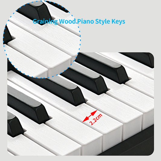New Musical Keyboard Folding Piano 88 keys Professional Synthesizer Instrument Midi Digital Foldable Electronic Organ for Adult 61Key Black