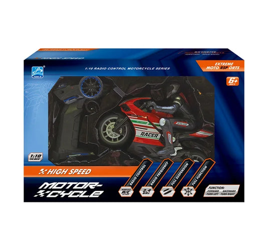 1: 10 2.4G High Speed Remote Control RC Stunt Motorbike drift Car 30mins Drive Racing Motorbike RC Motorcycle Toy model Red
